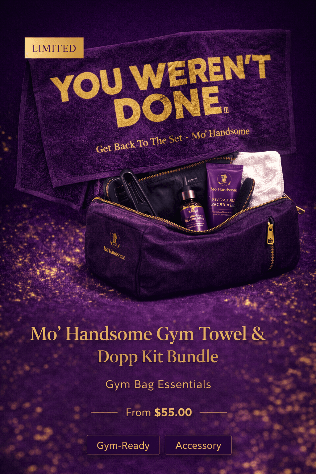 Mo' Handsome Gym Towel & Dopp Kit Bundle